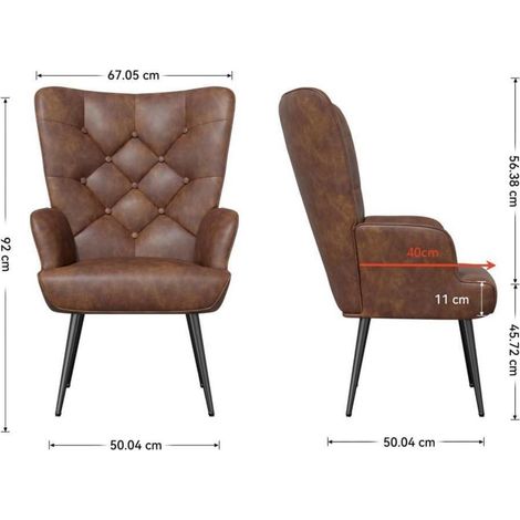 Loungesessel modern mit Metallfüßen, bis 150 kg belastbar, Braun (1/5)