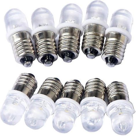 10pcs E10 3V Spotlight LED Bulbs Cool White 6000K