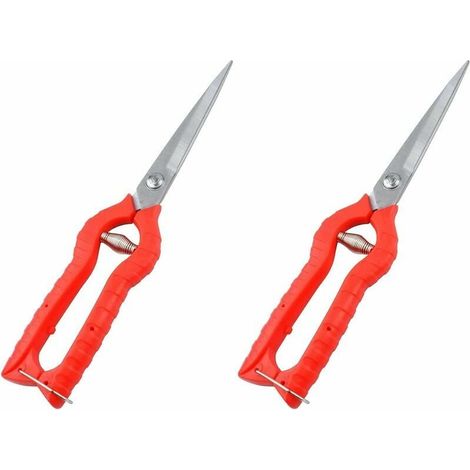 1 sécateur, lame acier inoxydable, manche PVC, tête allongée, verrouillage sécurité, pour jardin et serre (1/5)