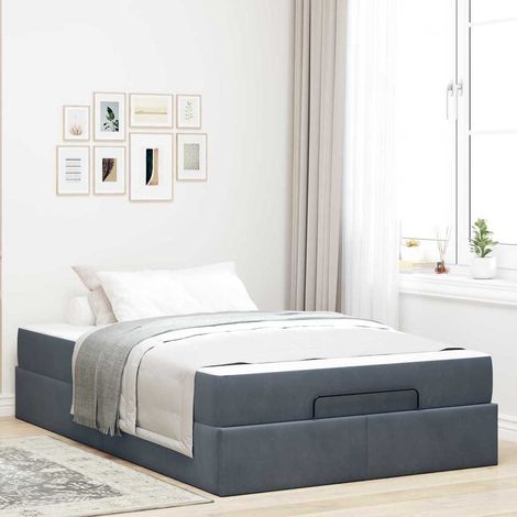 vidaXL Struttura del letto Grigio scuro 120 x 190 cm Velluto (1/5)