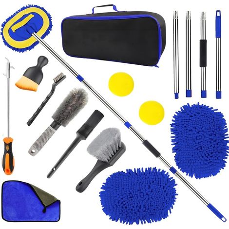 Kit de lavage auto 12 pièces – Inclut une brosse de lavage télescopique et une brosse en microfibre chenille anti-rayures sac de rangement inclus. (1/5)