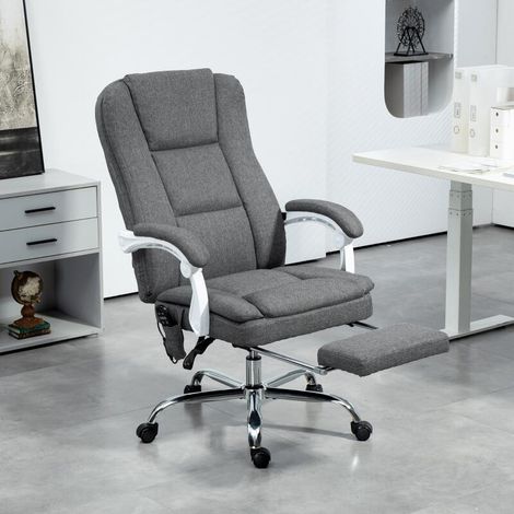 Sillón de oficina con masaje y calefacción, altura regulable, respaldo reclinable, 66 x 60 x 113-121 cm, gris (1/5)
