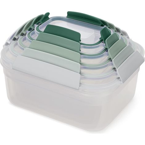 Ensemble de 5 boîtes hermétiques et étanches avec couvercles, vertes, pour une organisation optimale de la maison, dans la cuisine et sur le plan de travail.-AquaForge (1/5)
