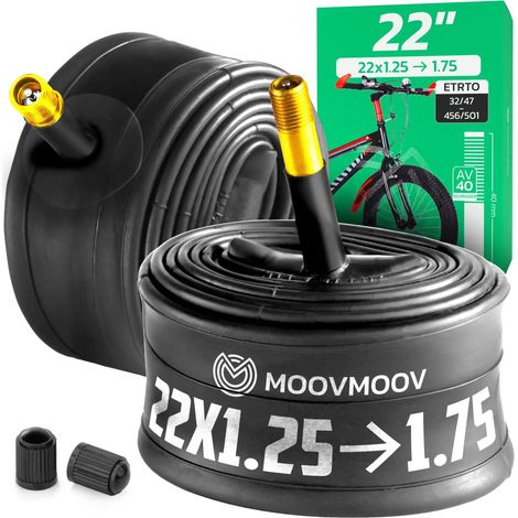 Chambre à air 22 pouces - Pour pneus de 22x1 1/4 à 22x1 3/4 - ETRTO 32-501 à 44-501 - Valve Schrader 40 mm - Lot de 2 (1/5)