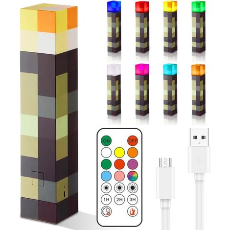 Lámpara de pared - 8 colores - 28 cm - Linterna de pared - Luz nocturna LED para niños - Recargable por USB - Portátil o montable en la pared - Iluminación de juguete - Regalo (1/5)