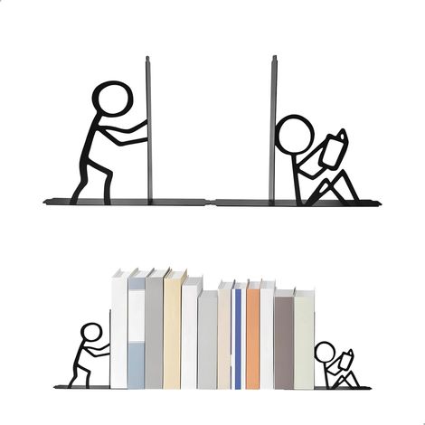 Einzigartige, puppenförmige Buchstützen, die das Verrutschen von Büchern verhindern paarweise erhältlich. (1/5)