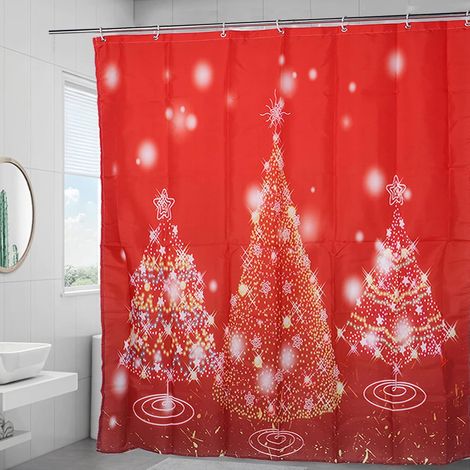 Waterproof Shower Curtain with Durable Christmas Tree Print