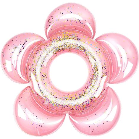 Bouée gonflable en forme de fleur avec paillettes, résistante, couleur or rose, pour adultes et enfants, pour la natation en piscine.-AquaForge (1/5)