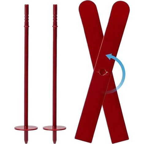 Mini conjunto de esquí - Decoración de snowboard - Decoración navideña - Diseño realista - 20 cm de largo - Rojo