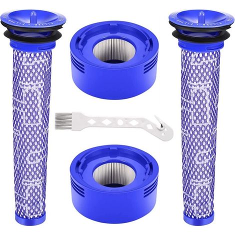 Pack de filtres de rechange pour aspirateur Dyson V7 V8 – 2 post-filtres HEPA lavables – 2 pré-filtres – Filtration allergènes – Merkmak (1/5)
