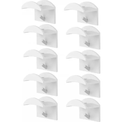 (Blanc - Lot de 10) Crochets muraux sans traces pour casquettes de baseball, colliers et écouteurs. Design simple. Accessoires de décoration. (1/5)