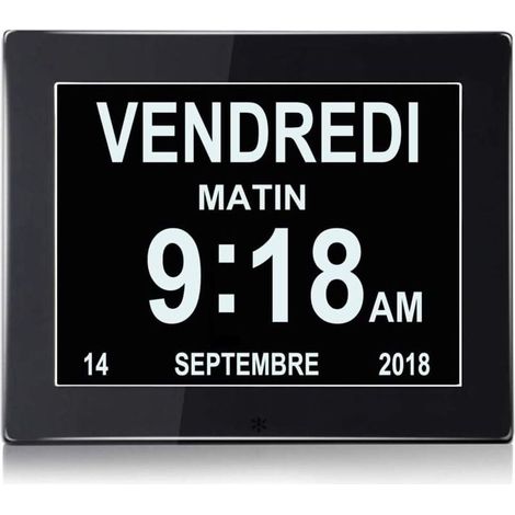LCD Horloge Numérique Calendrier, Horloge numérique Horloge de Jour Grand écran réveil Horloge Murale horloge Alzheimer pour parents (1/4)