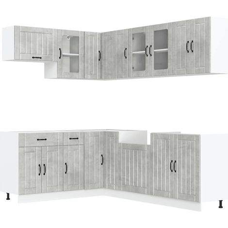 Maison Exclusive - Set Mobili da Cucina 11 pz Lucca Grigio Cemento in Truciolato