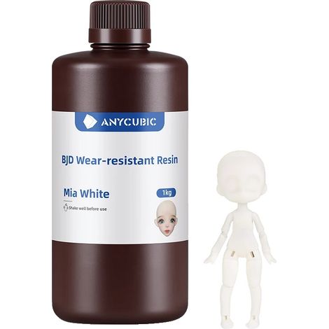 Resina per stampa 3D, resistente all'usura, sensibile ai raggi UV, 1 kg Mia White (1/2)