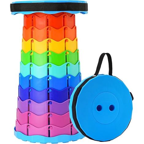 Tabouret Pliable Réglable - PP Épais - Antidérapant - Pour Pêche Randonnée Barbecue Extérieur - Hauteur 6 à 44 cm - 1 Pièce (1/3)