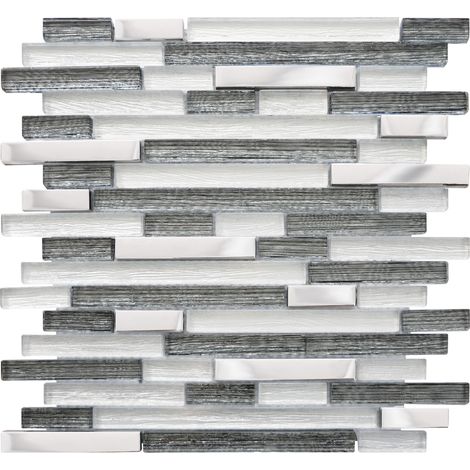 Mosaique SHADOW MIX GREY BARRETTE 1 PLAQUE 30,5 X 30,5 CM CASA LINEA