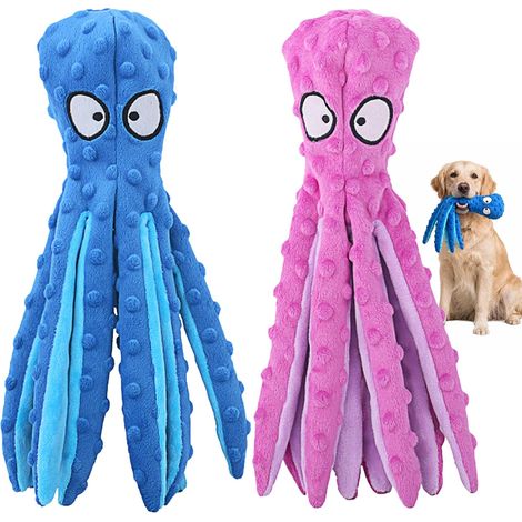 Jouet pour chien pieuvre, peluche pieuvre écologique, jouet à mâcher résistant sans rembourrage, jouet interactif pour animaux de compagnie 2026 Bleu + Violet (1/5)