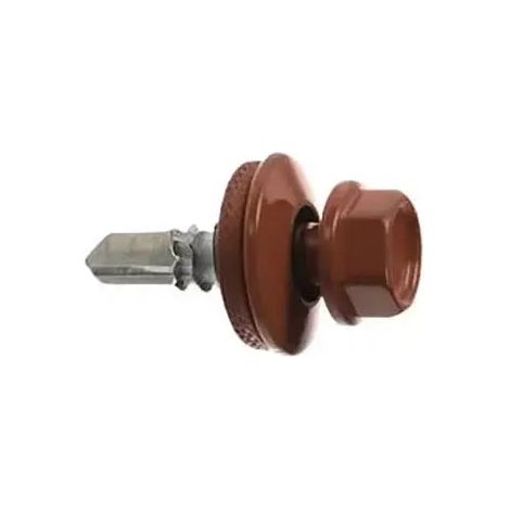 Vis auto-perceuse pour tôle métallique, rouge brique Mat RAL 8004, 100pcs, 4,8x20mm
