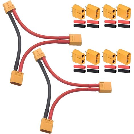2 Cavi Adattatore XT60 in Serie per Batterie LiPo con 4 Paia di Connettori XT60 Maschio/Femmina – Aumento Tensione – Cavo in Silicone ad Alta Resistenza (1/4)