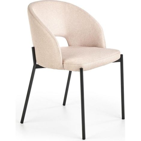 Chaise en tissu beige avec pieds en acier noir LAW (1/5)