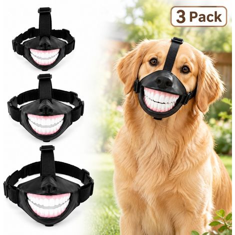 Lot de 3 musolines à sourire de chien amusantes, S/M/L, musoline à sourire pour costume d’Halloween, fête d’animal et accessoire photo. (1/5)