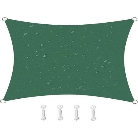2m x 2m Waterproof Sun Shade Sail Canopy Effectively 95% UV Block, Oxford Fabric, for Patio, Balconies, Lawn Garden, Party, Outdoor Activities (Dark Green) (1/5)
