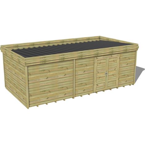 ABRI DE JARDIN bois traité 27mm, 7,4x3,4m, 25m2, Plancher