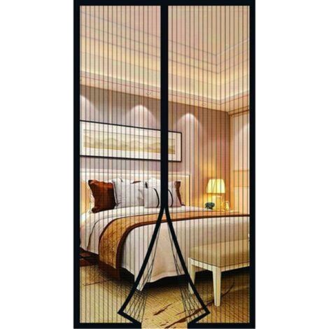 Moustiquaire Porte Fenetre Aimantée Magnetique, Rideaux Anti Mouches pour Porte, Rideaux Toile Insect Ecran, Moustiquaire Baie Vitree Coulissante, Magnétique Moustique Sans Perçage (90 x 210cm, noir)- (1/4)