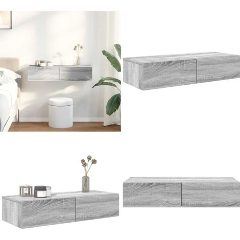 vidaXL Wandregal mit Schubladen Grau Sonoma 80x33x17 cm Holzwerkstoff (1/5)