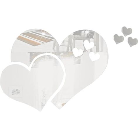 Autocollant Mural Miroir en Acrylique Forme Cœur Argenté, Décoration Moderne Amovible Facile à Appliquer pour Maison et Salon (1/5)