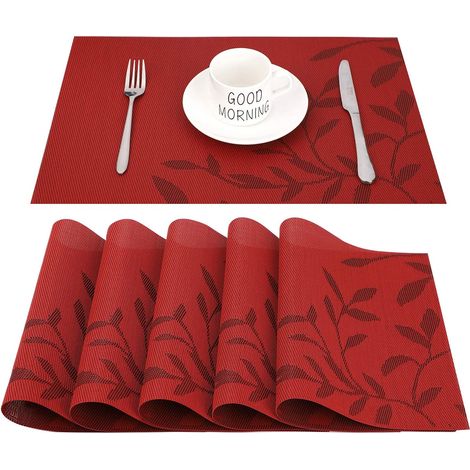 Groofoo – Waschbare, rutschfeste Platzsets – Verschleiß- und hitzebeständig – 6er-Set – Maße: 30 x 45 cm – Leicht zu reinigen (1/5)
