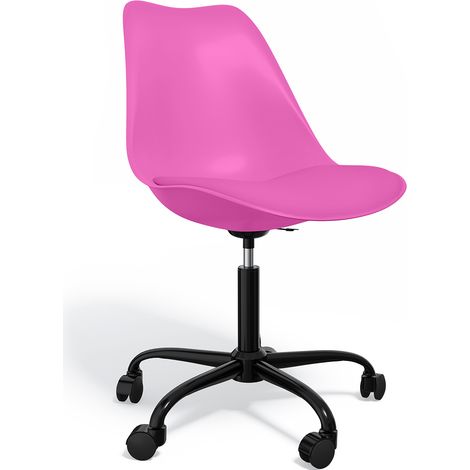 Sedia da ufficio con ruote - Sedia girevole per scrivania - Struttura nera Tulip Fucsia
