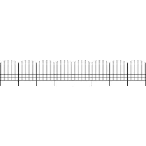 Clôture de jardin,Barrière de jardin,Portail de jardin à dessus en lance Acier (1,75-2)x13,6 m Noir CNENE647180 (1/5)