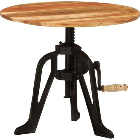 table basse/table d'appoint vidaXL, mesurant 60 x (42-62) cm, en bois d'acacia massif et en fonte. (1/4)