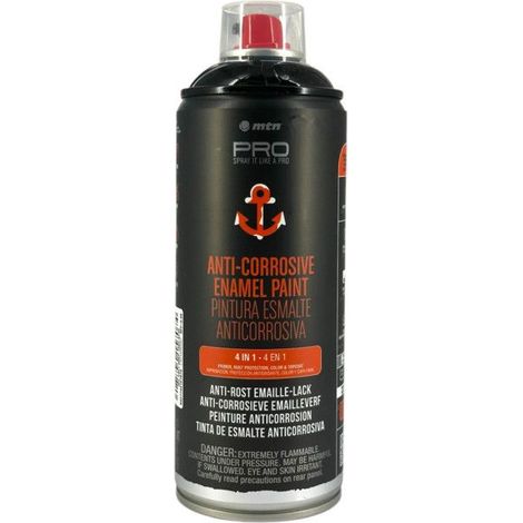 Bombe de peinture - Noir - RAL 9005 - Anti corrosion - Apprêt, protège, colore et vernis - MTN PRO (1/2)