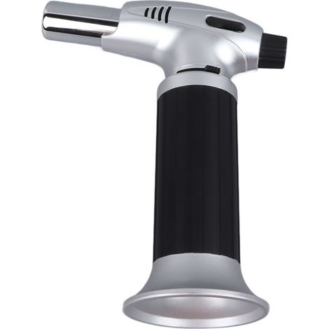 Chalumeau à gaz MOD 800, mini-chalumeau portatif pour cigares, barbecue, camping et cuisine en extérieur, argent et noir, grande taille (1/5)