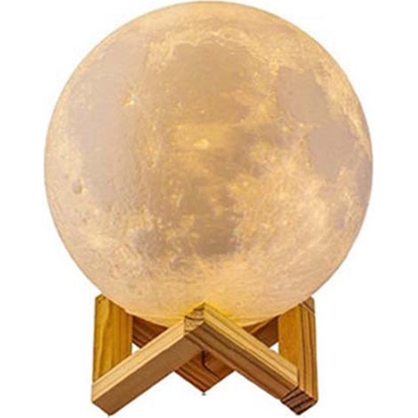 Lampe Lune LED - Lampe de table - Lampe de table rechargeable - Éclairage d'ambiance - Lampe Lune - Lampe Lune tactile - Éclairage d'ambiance pour la table de chevet - Plastique - Jaune (1/5)