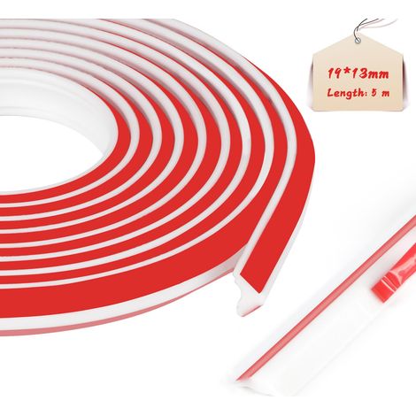 Moulure Décorative Flexible Autocollante, Adhésif Bandes de Calfeutrage pour Moulure Plafond, Pour plafond, passage mural, sol, fenêtre, bords de mur (5M,19x13mm,Blanc) (1/5)