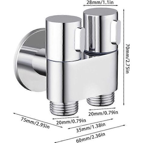 Robinet de commande double pour salle de bain, montage mural coudé, robinet de lavabo WC G1/2, robinet de contrôle d'eau, douchette de nettoyage de bidet