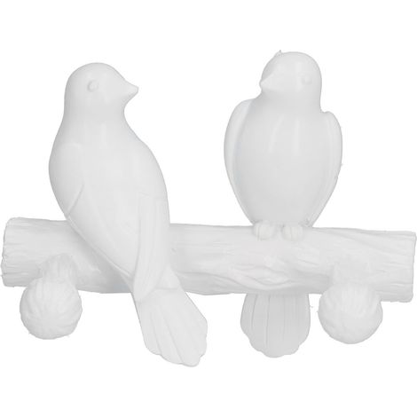 Crochet décoratif mural en forme de branche d'oiseau doré pour la maison, la salle à manger, la cuisine ou un café (blanc) (1/5)