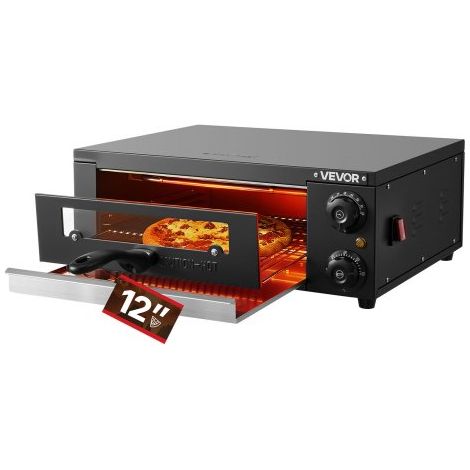 Horno Eléctrico para Pizza, Horno de Sobremesa, 25-300 °C, 1450 W, con Control de Tiempo y Temperatura, Dos Resistencias y Parrilla, Ideal para Cocinas y Hostelería, 475 x 536 x 187 mm (1/5)