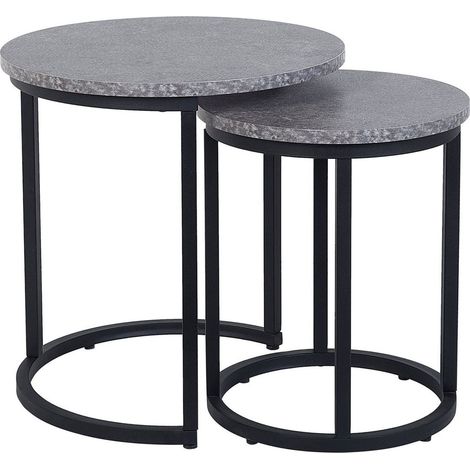 Set di 2 Tavolini Piano Effetto Cemento Scuro Struttura in Metallo Diixie (1/5)