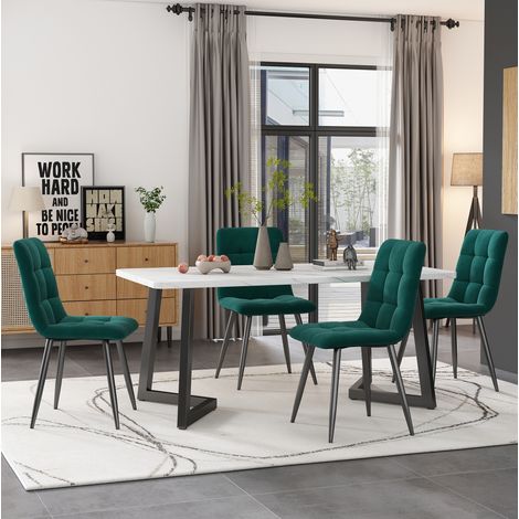 tavolo 117x68 rettangolare set 4 sedie marmo MDF OKMYHOME (1/5)