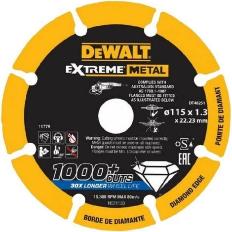 DEWALT DT40251 Disco da taglio per metalli diamantato 1000 tagli diametro 115 mm (1/3)