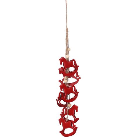 Rote Schaukelpferd-Metallgirlande cm48x4h4