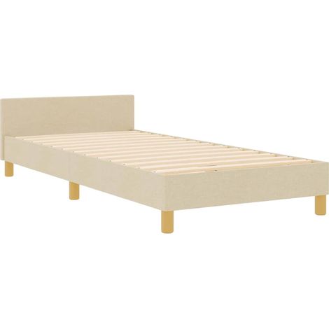 Estructura de cama con cabecera Crema 90 x 200 cm tela vidaXL (1/5)