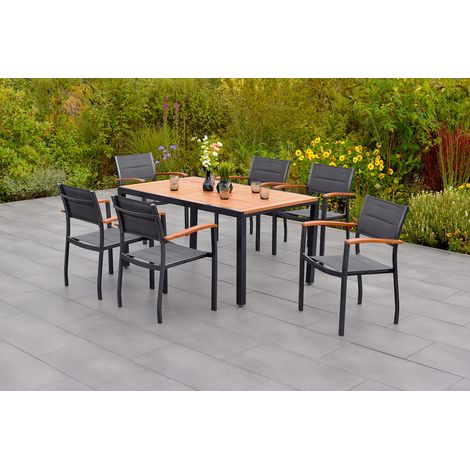 Paxos Set 7tlg 6 Sessel Tisch 150x90cm
