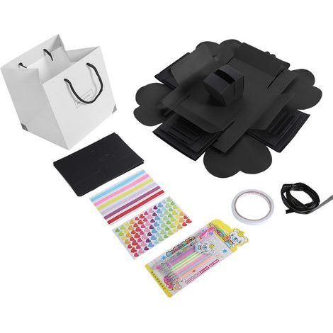 Überraschungs-Explosionsbox – Personalisierbares Fotoalbum – Ideal als Geschenk zum Geburtstag, zur Hochzeit oder Verlobung – Schwarz – 1 Stück (1/5)