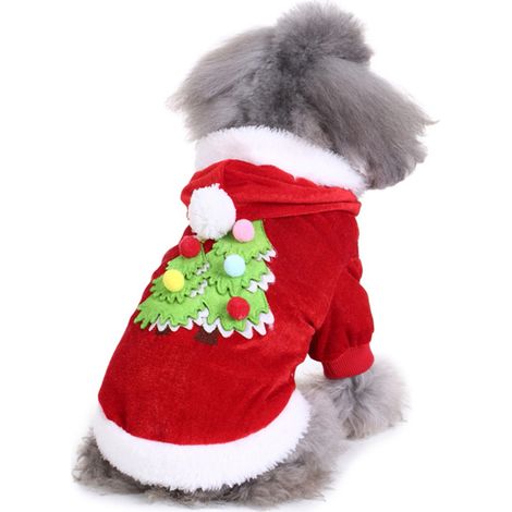Vêtement De Noël Pour Chien - Cape À Capuche En Coton Ou Polaire - Pour Chiens Et Chats De Taille Petite À Moyenne - 1 Pièce (1/5)