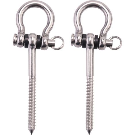 2 supports à vis en acier inoxydable 304, robustes, pivotants à 180°, pour hamac de yoga, chaise, sac de sable et balançoire. (1/5)